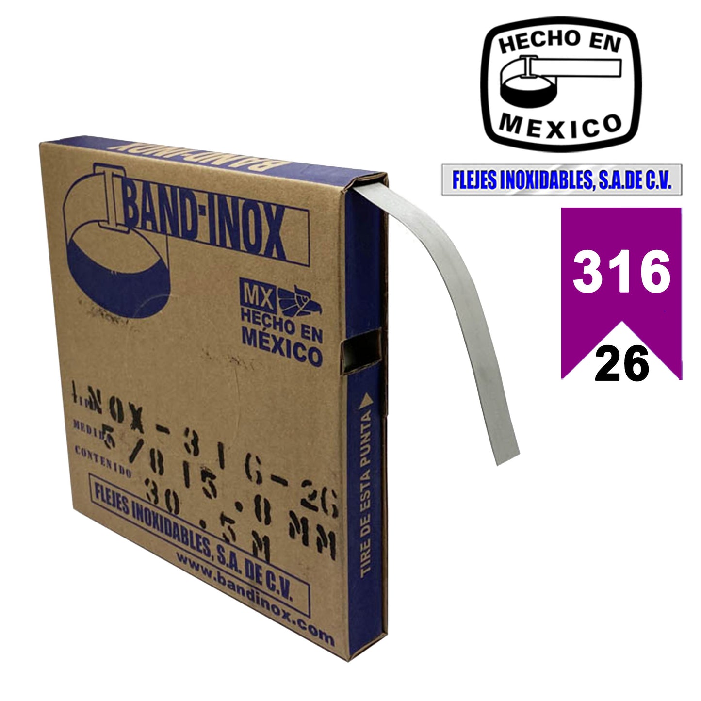 Fleje Band-Inox 316 - 5/8" calibre 26