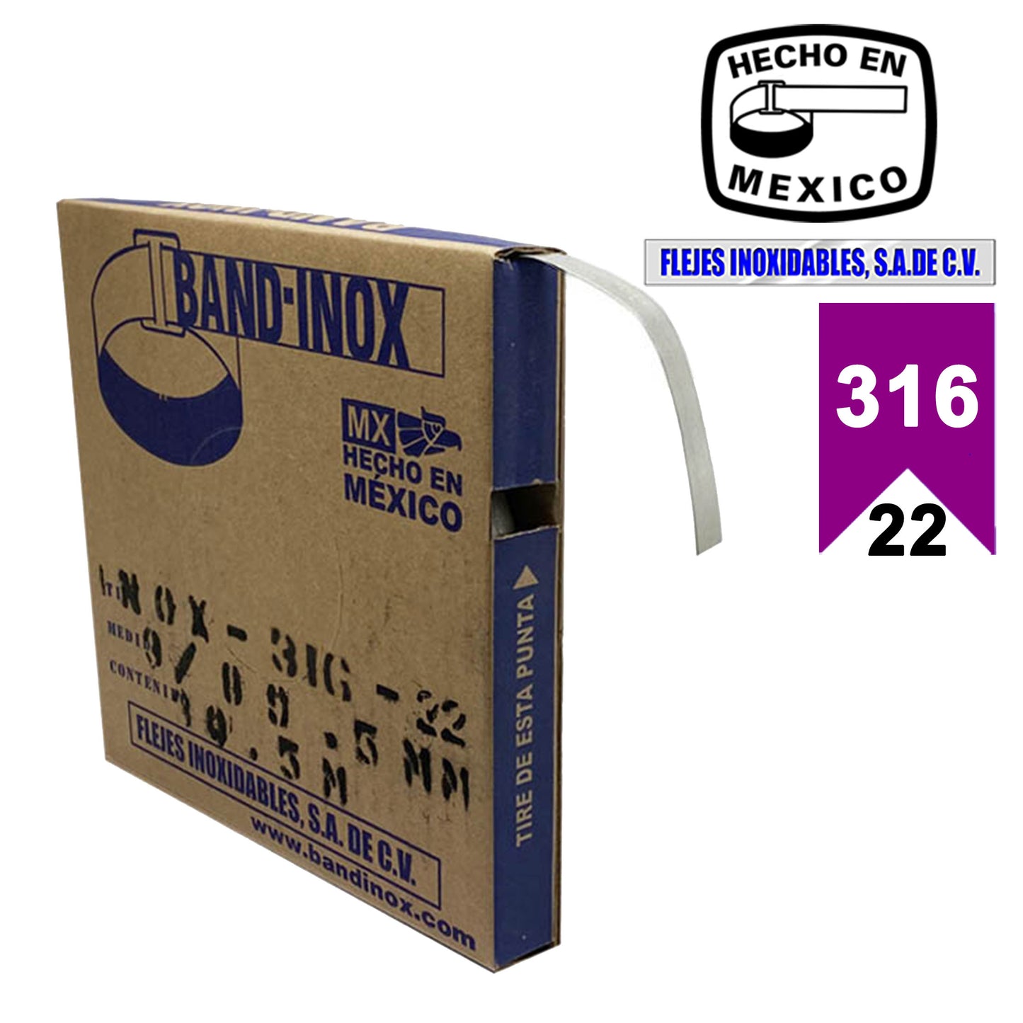 Fleje Band-Inox 316 - 3/8" calibre 22