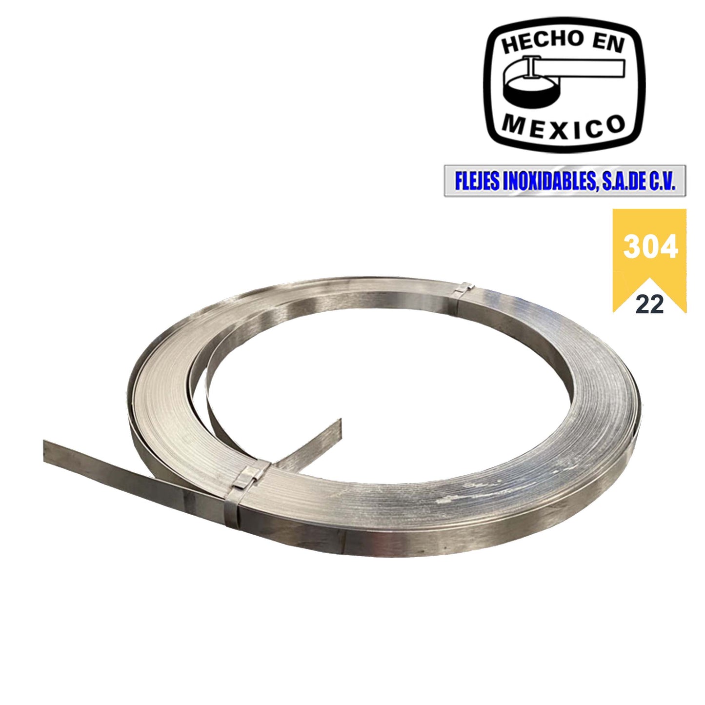 Cinta 5/8" acero inoxidable 304 calibre 22 ancho 15.9mm