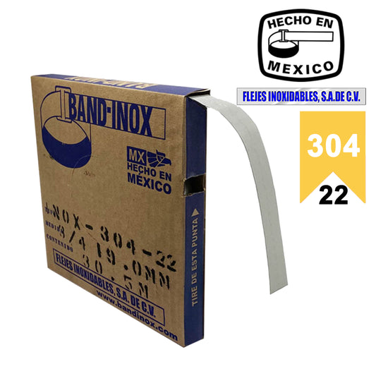 Fleje Band-Inox 304 - 3/4" calibre 22