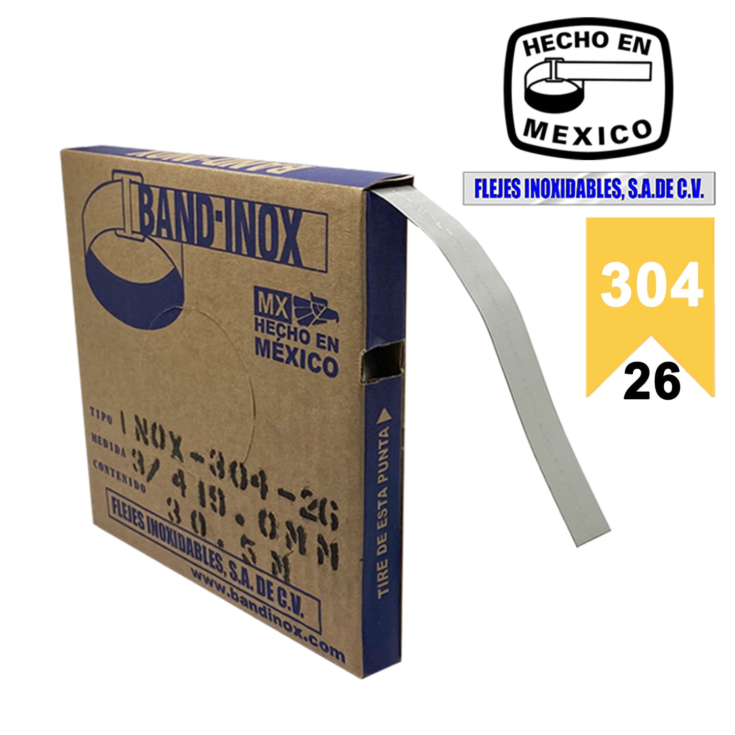 Fleje Band-Inox 304 - 3/4" calibre 26