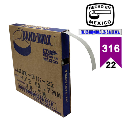 Fleje Band-Inox 316 - 1/2"  calibre 22