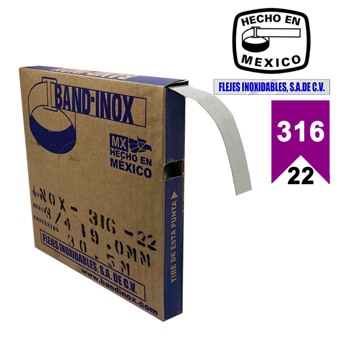 Fleje Band-Inox 316 - 3/4" calibre 22